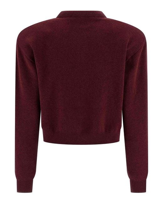 ROTATE BIRGER CHRISTENSEN Red Firm Knit Cardigan