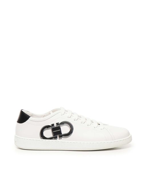 Ferragamo White Double Gancini Sneaker for men