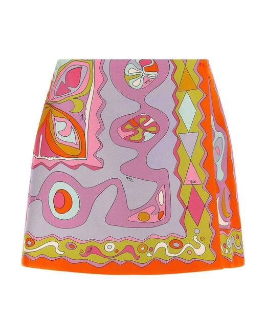 Emilio Pucci Multicolor Angoli' Print Twill Skirt