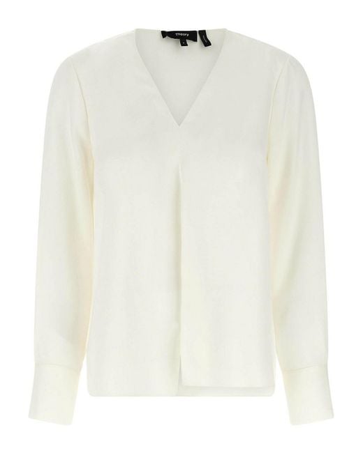 Theory White Silk Blouse