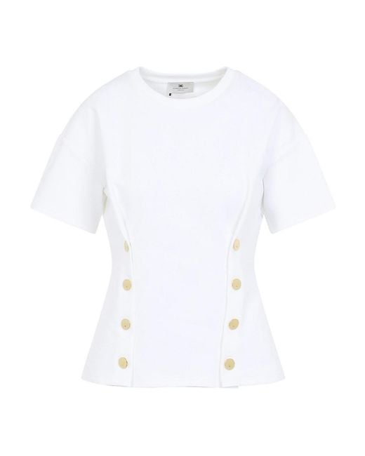 Elisabetta Franchi White Buttoned T-Shirt