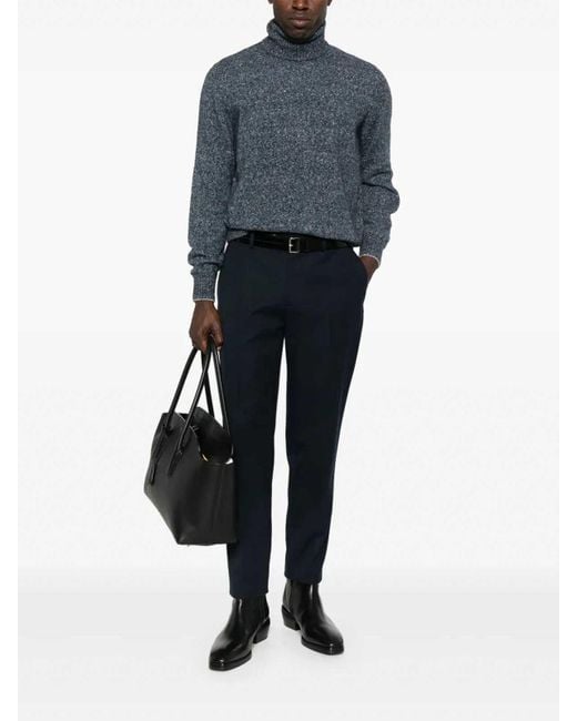 Brunello Cucinelli Blue Turtle-Neck Sweater for men