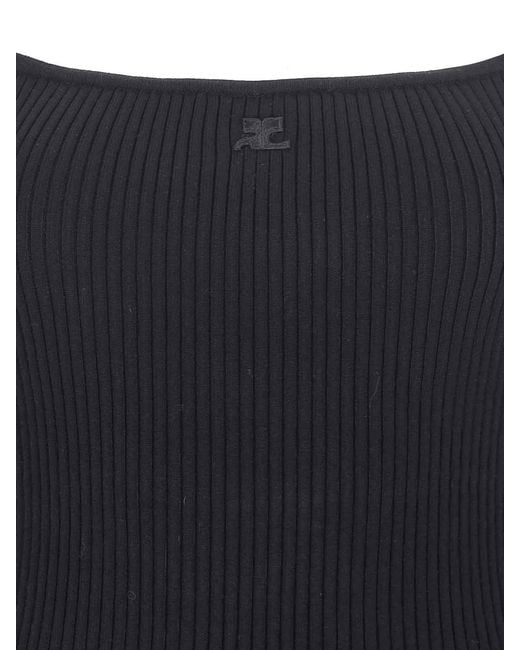 Courreges Black Mini Logo Dress