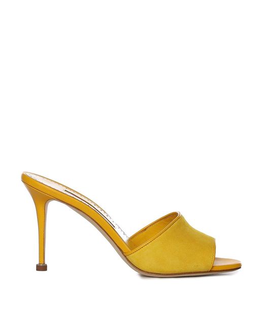Manolo Blahnik Yellow Larache Suede Sandals