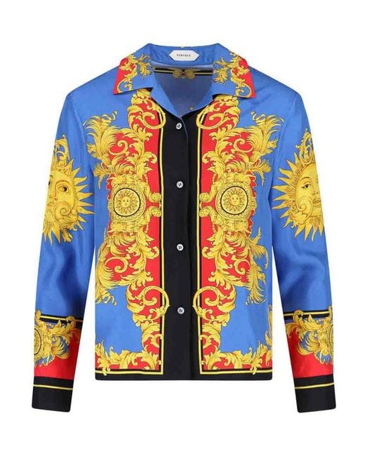 Versace Blue Silk Twill Shirt