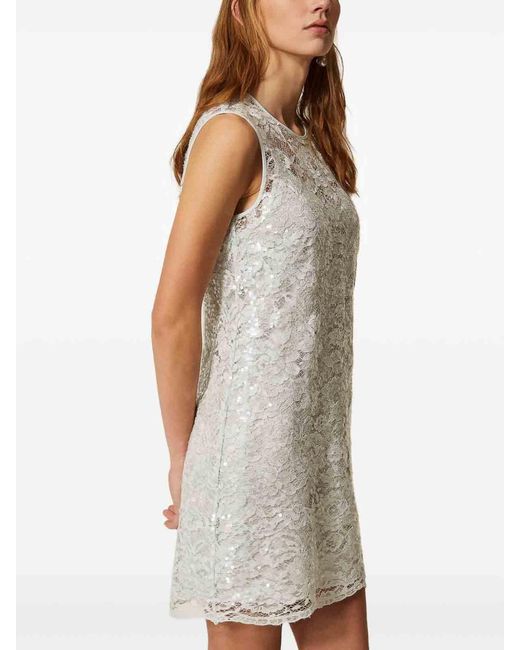 Twinset White Embroidered Mini Dress