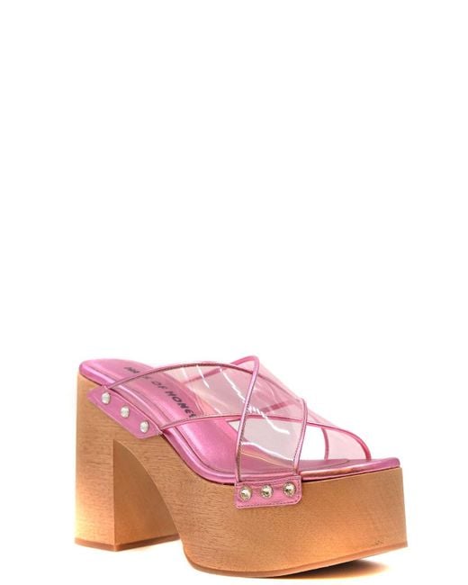 HAUS OF HONEY Pink Leather Sandals