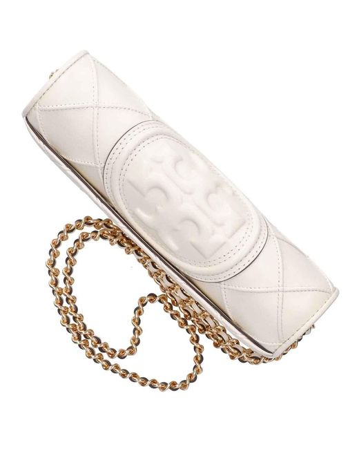 Tory Burch White Fleming Chain Wallet