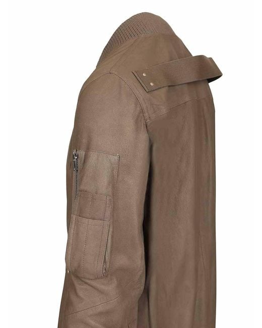 Rick Owens Brown Aviator Leather Jacket for men