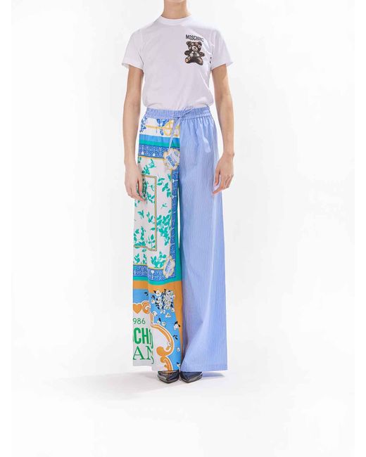 Moschino Blue Foulard Printing Trousers