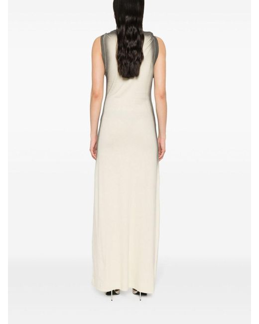 Y. Project White Twisted Shoulder Cotton Long Dress
