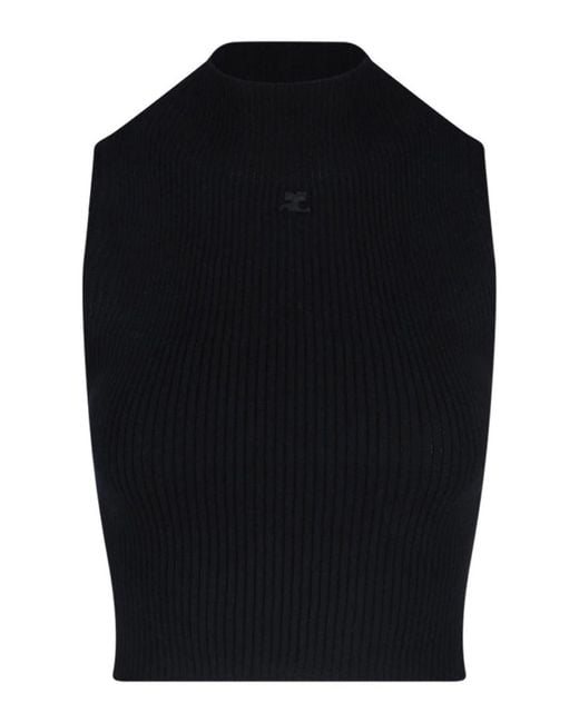 Courreges Blue Crop Top Logo
