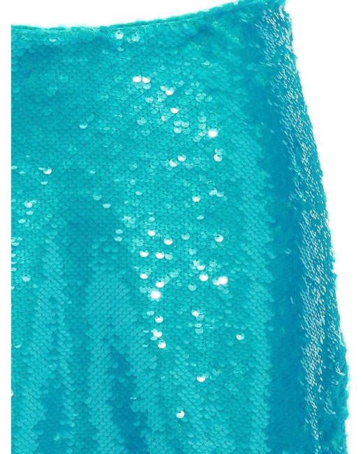 Ganni Blue Sequin Midi Skirt