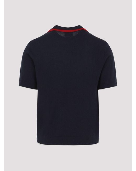 Casablanca Blue Knitted Track Polo for men