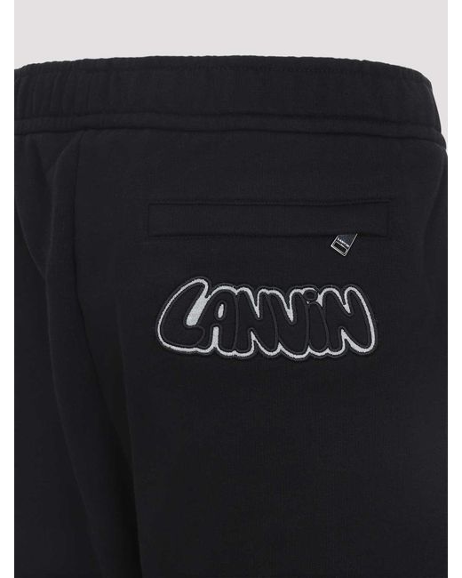 Lanvin Blue Embroidered Logo Pants for men
