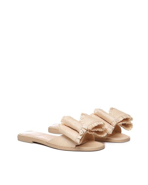 Mach & Mach Natural Flat Sandal In Rope And Leather