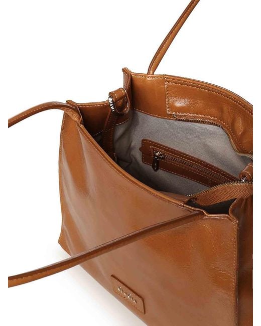 BIASIA Brown Leather Shoulder Bag