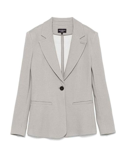 Emporio Armani Gray Single-Breasted Blazer Jacket