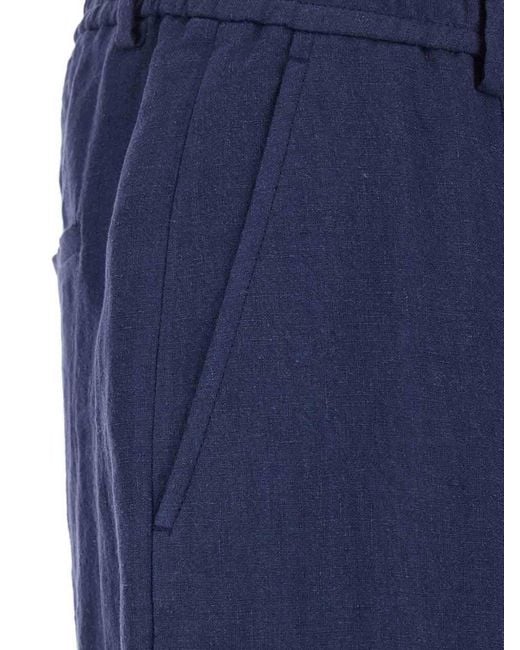 Emporio Armani Blue Linen Trousers for men