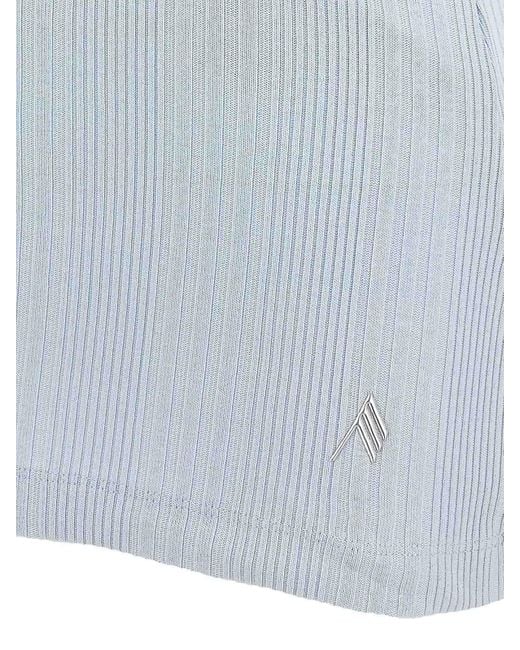 The Attico Blue Logo Ribbed Top
