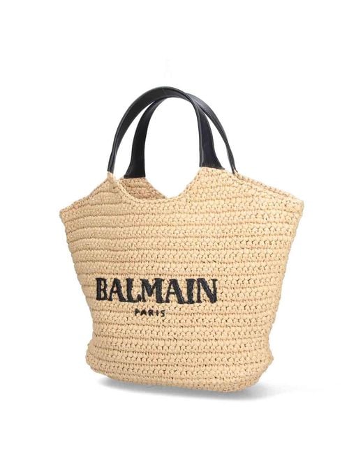 Borsa Tote Logo di Balmain in Natural