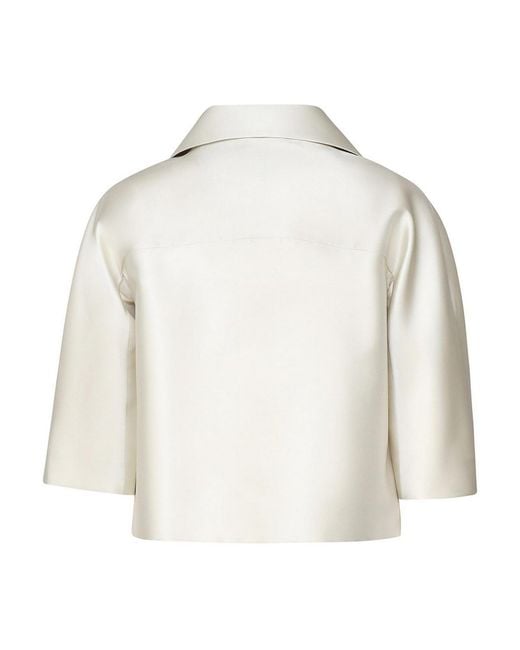 Scarlett Poppies White Short Cut Satin Jacket