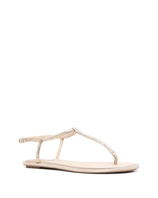 Rene Caovilla Natural Diana Satin Flat Thongs