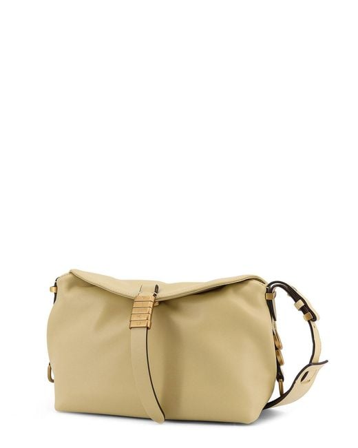 Pinko Natural Leather Shoulder Bag With Metal Logo Detail