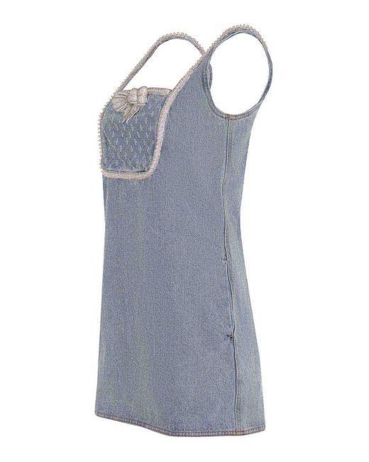Self-Portrait Gray Dress Made Of Denim