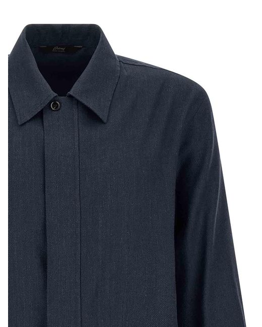 Brioni Blue Shirt Collar Jacket for men