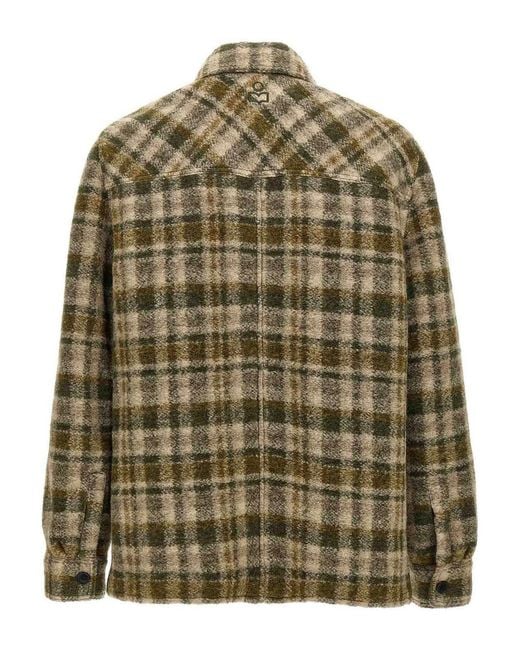 Isabel Marant Green Plaid Casual Jacket With Textured Fabric for men