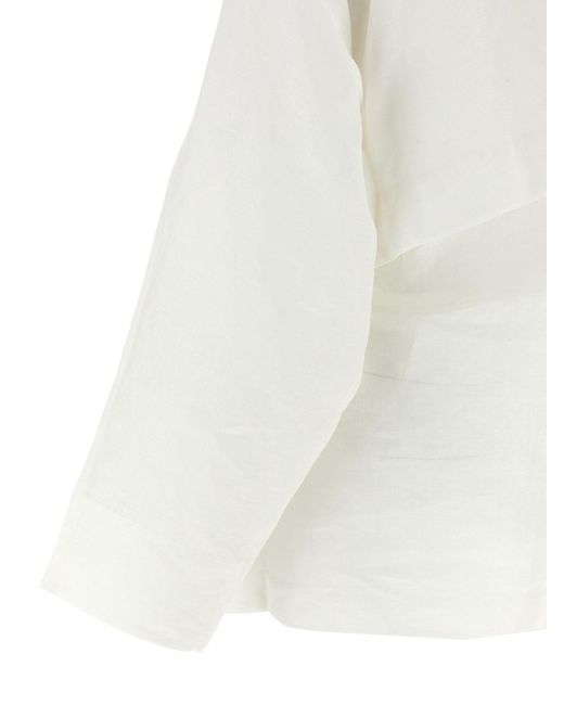Pleats Please Issey Miyake White 'Hempen' Jacket