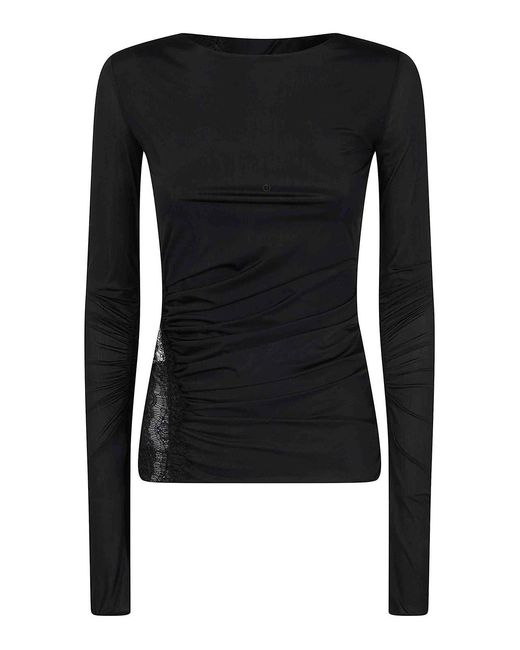 Blumarine Black Jersey Top With Lace