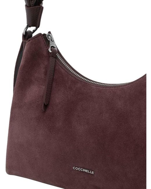 Coccinelle Purple Boheme Suede Shoulder Bag