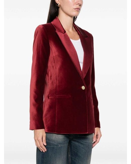 Alice + Olivia Red Velvet Single-Breasted Jacket