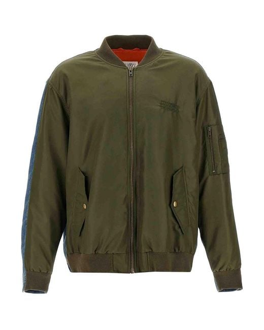 MM6 by Maison Margiela Green Bimaterial Bomber Jacket for men