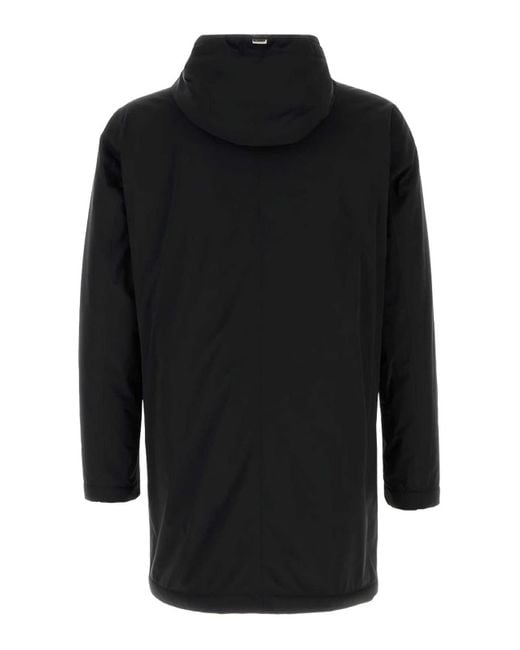 Herno Black Midi Parka Coat for men