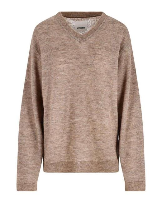 MYTHINKS Brown Alpaca Blend Sweater