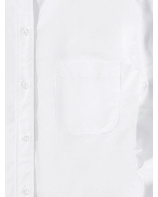 Thom Browne White Long-Sleeve Button-Fastening Shirt