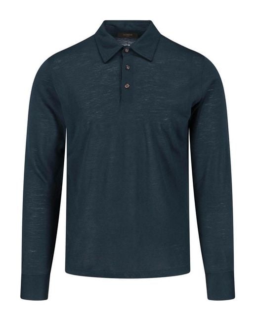 Zanone Blue Virgin Wool Polo Shirt for men