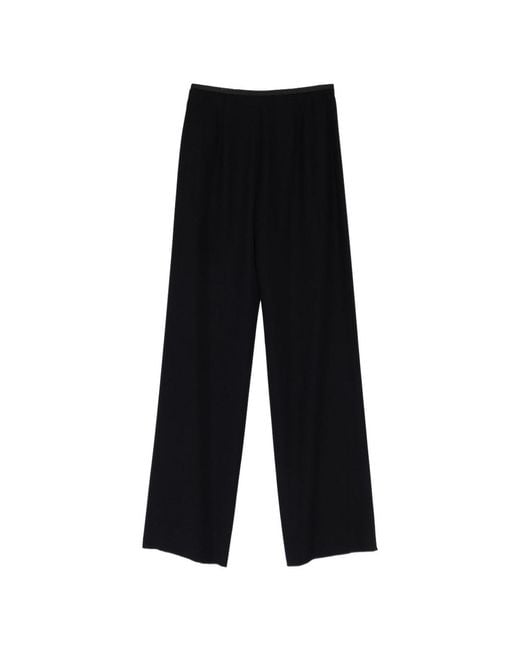 Emporio Armani Black Cady Straight-Leg Trousers