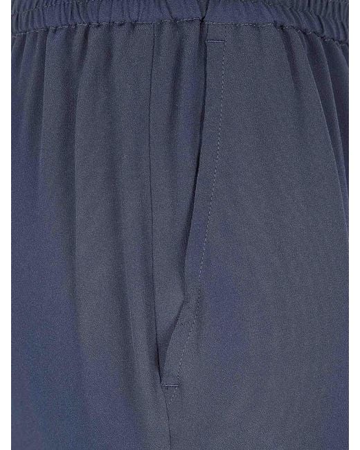 Seventy Blue Crepe Mixed Silk Trousers