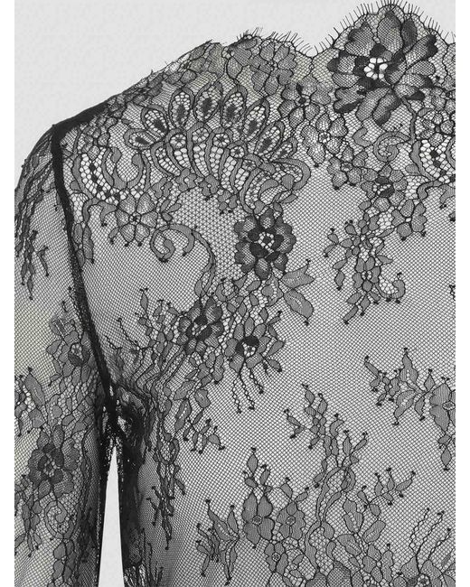Alberta Ferretti Gray Lace Ls T-Shirt