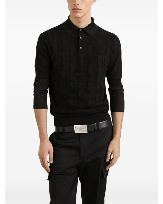 Dolce & Gabbana Black Silk Polo for men