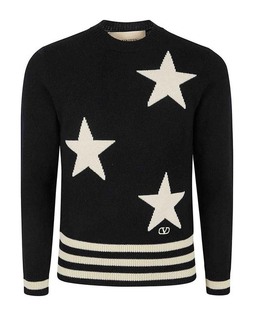 Valentino Garavani Black Crew-Neck Sweater, Regular, Fin. 7 for men