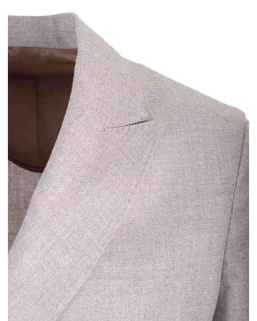 Barba Napoli Gray Easy Double Breasted Jacket for men