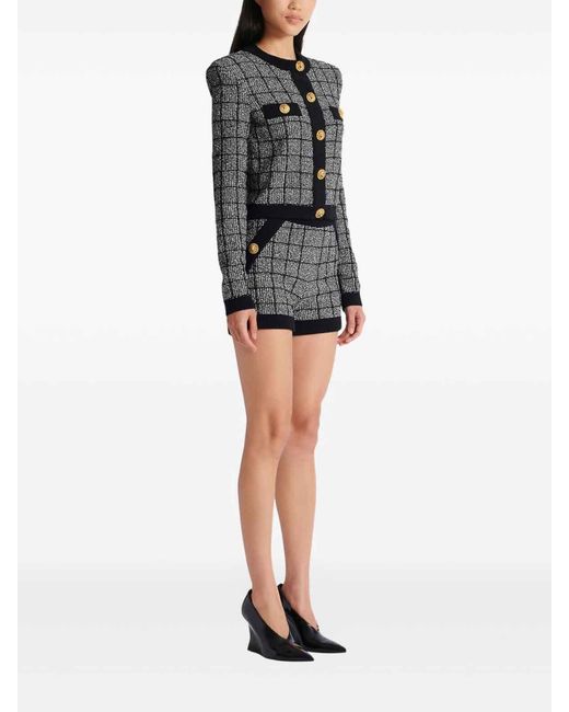 Balmain Black Tweed Cardigan