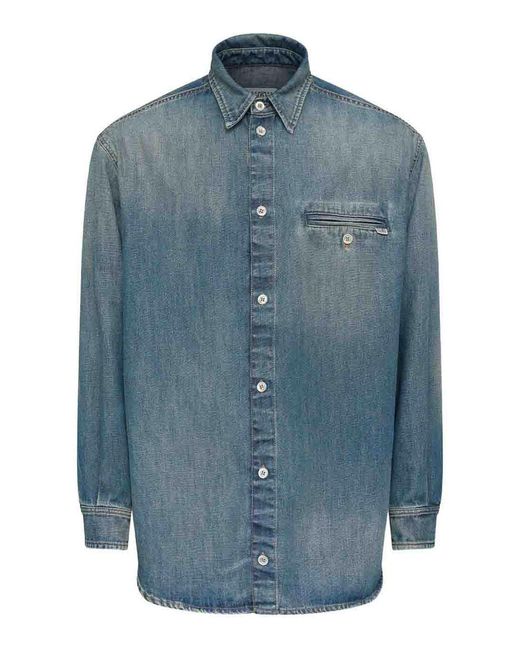 MM6 by Maison Margiela Blue Denim Shirt With Pocket for men