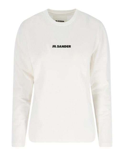 Jil Sander White Logo Sweater