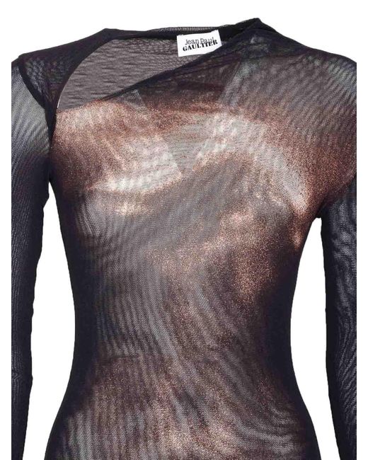 Jean Paul Gaultier Brown Body Dust Mesh Asymmetric Dress